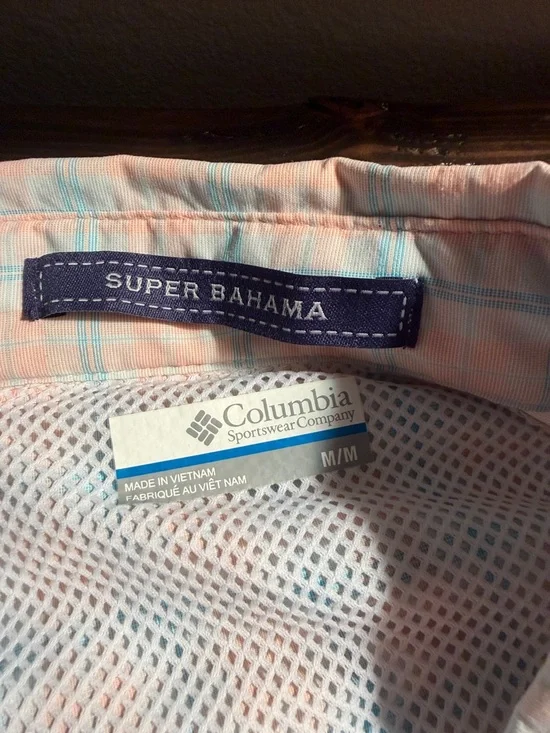 Columbia Men’s Short-Sleeve Plaid Shirt - Light Blue & Peach - Picture 2 of 3